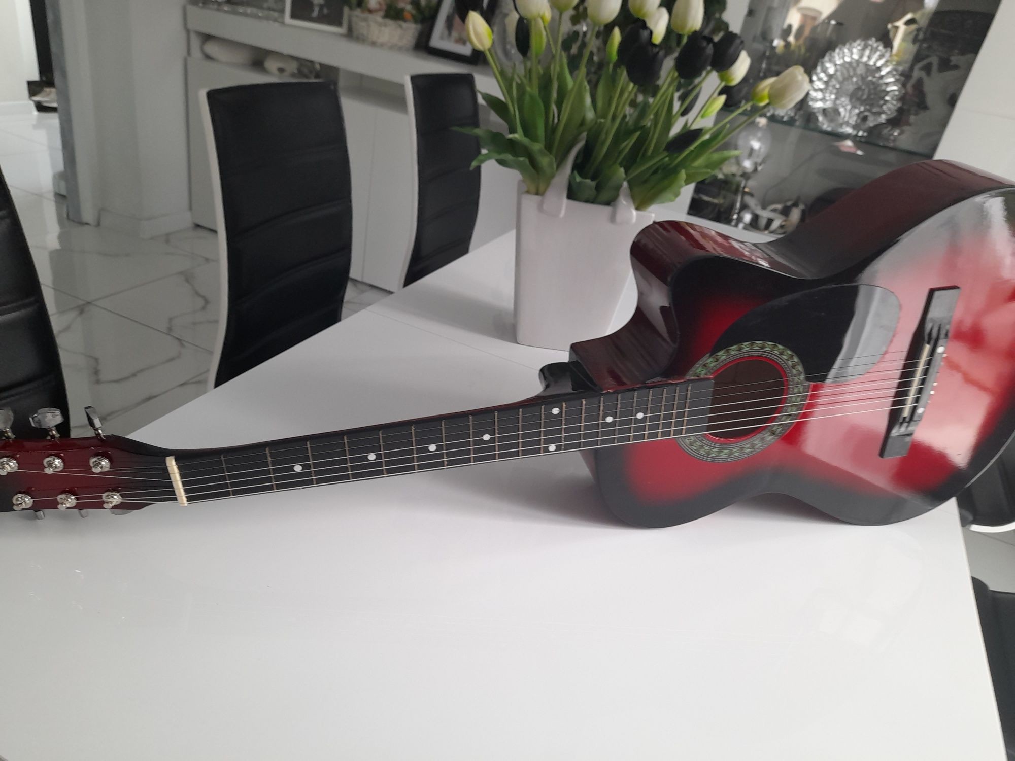 Gitara akustyczna rozmiar 4/4 czerwony połysk