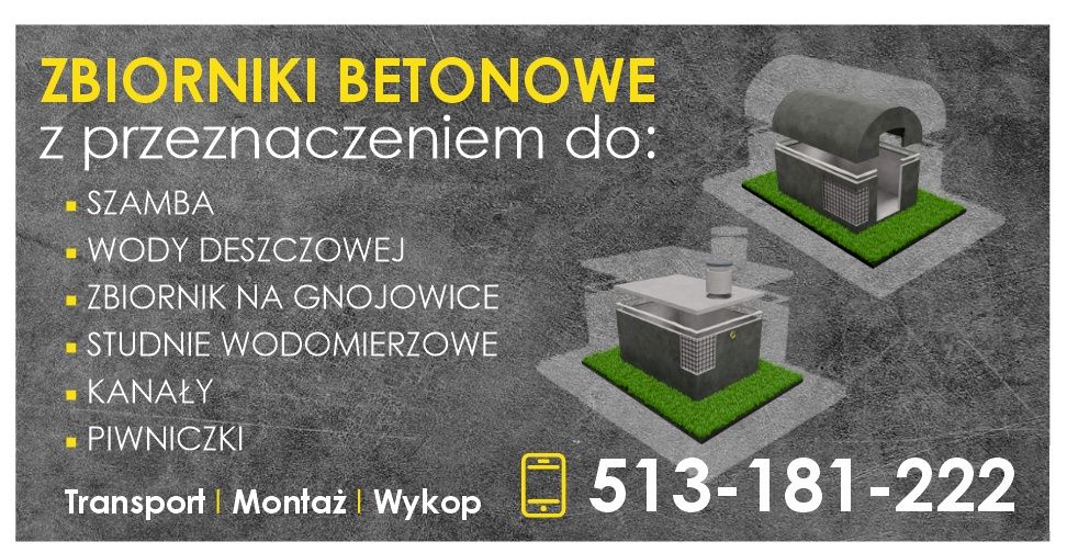 Szamba betonowe ziemianki kanały bloki lego  producent Wielbark