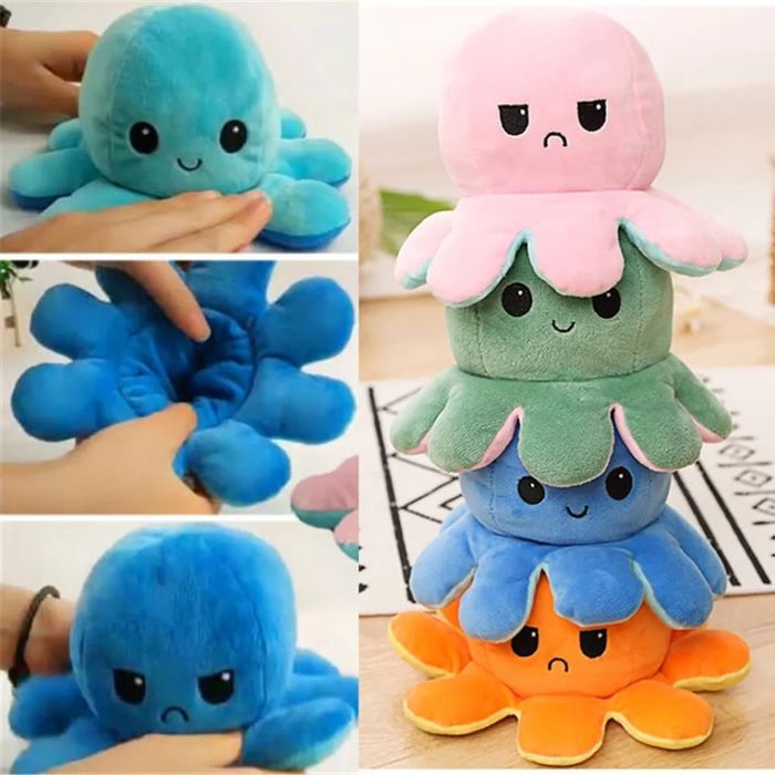 Peluches de polvos reversiveis - happy/mad