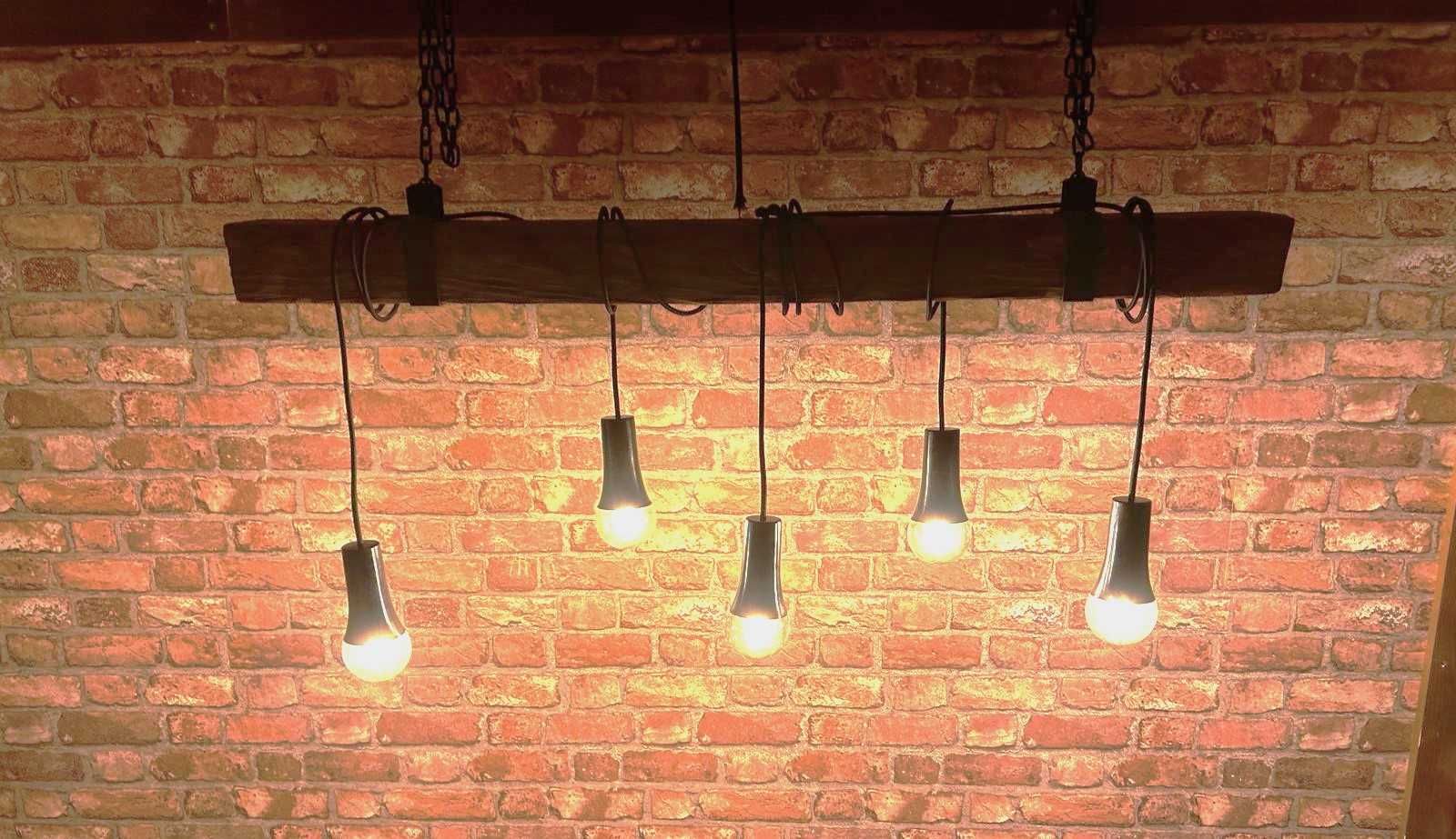 Lampa wisząca drewniana belka E27 LOFT