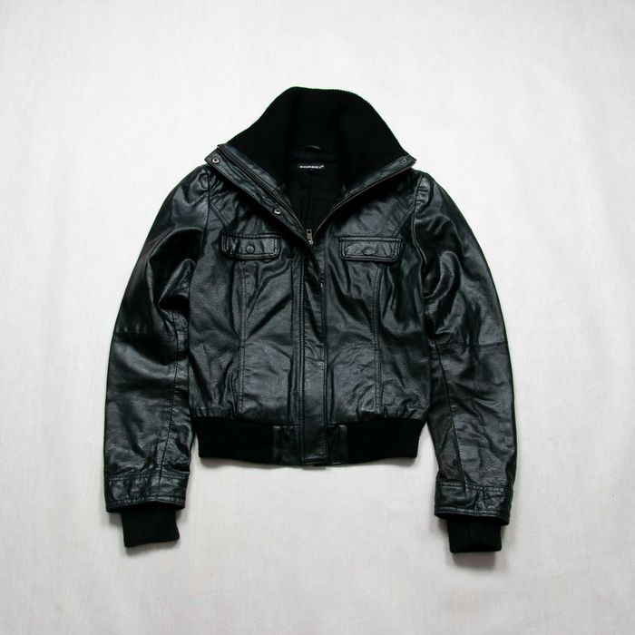 Avant Garde real leather Pilot Jacket kurtka pilotka z wysoką stójką S