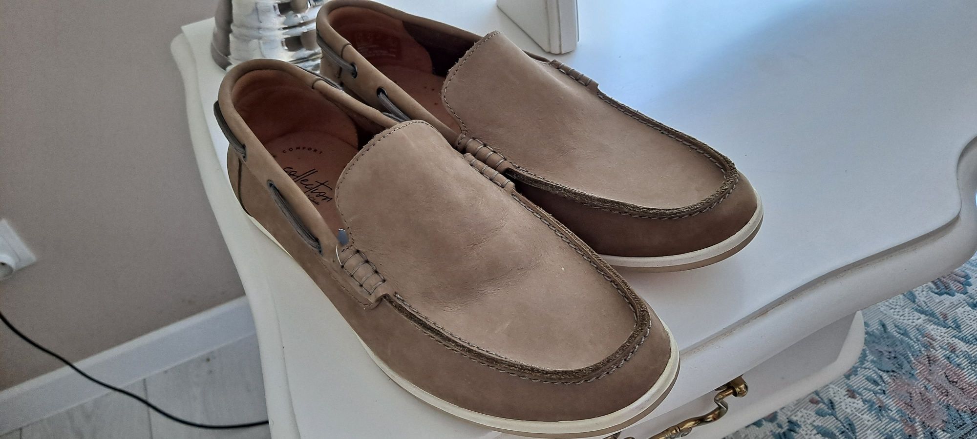 Skórzane buty Clarks męskie nowe mokasyny roz 41.5 Wkładka 25.8