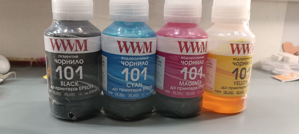 Чернила для Epson L3101 WWM 101 B/C/M/Y 4х140г.
Ціна вс
