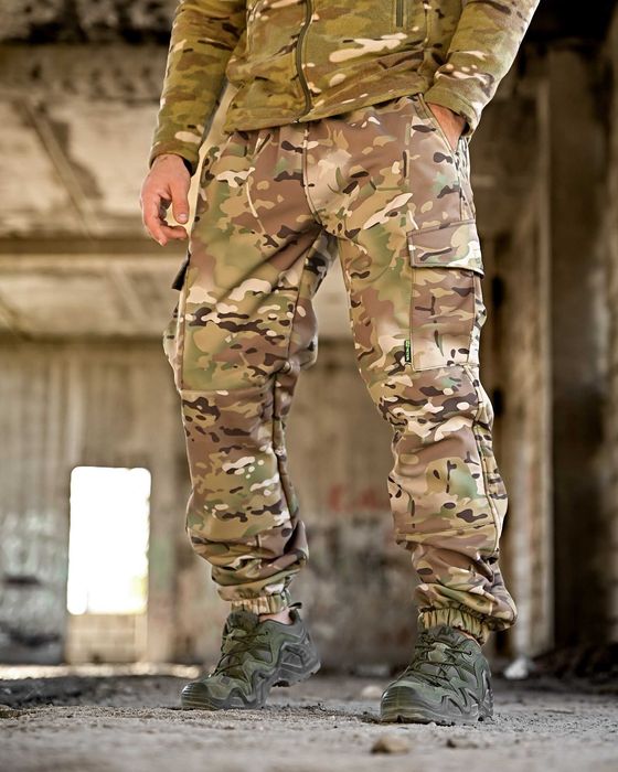Тактичні штани джоггери Softshell Multicam без передоплат