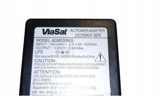 Zasilacz ViaSat AD8030N3L 30V 2,5A 75W wtyk: 5,5 x 2,5mm