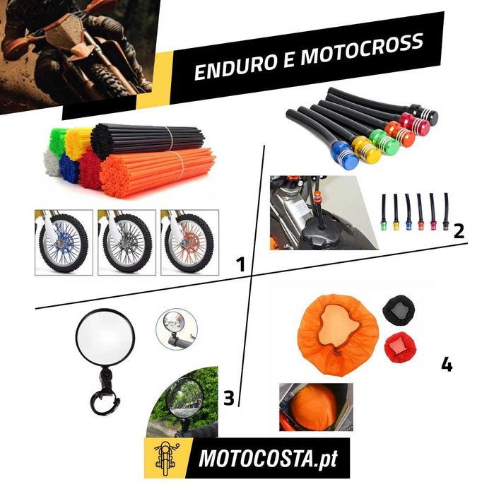 Enduro Motocross - Proteções, Farolins LED, Rabetas, Capas - MOTOCOSTA