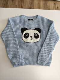Sweterek niebieski z pandą C&A