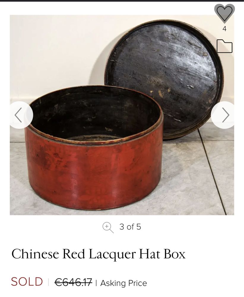 Caixa redonda de Laca Vermelha Chinesa oriental antiga