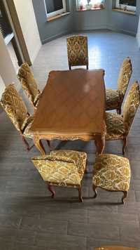 Rozkładany Stół + 6 Krzeseł W Stylu Ludwikowskim