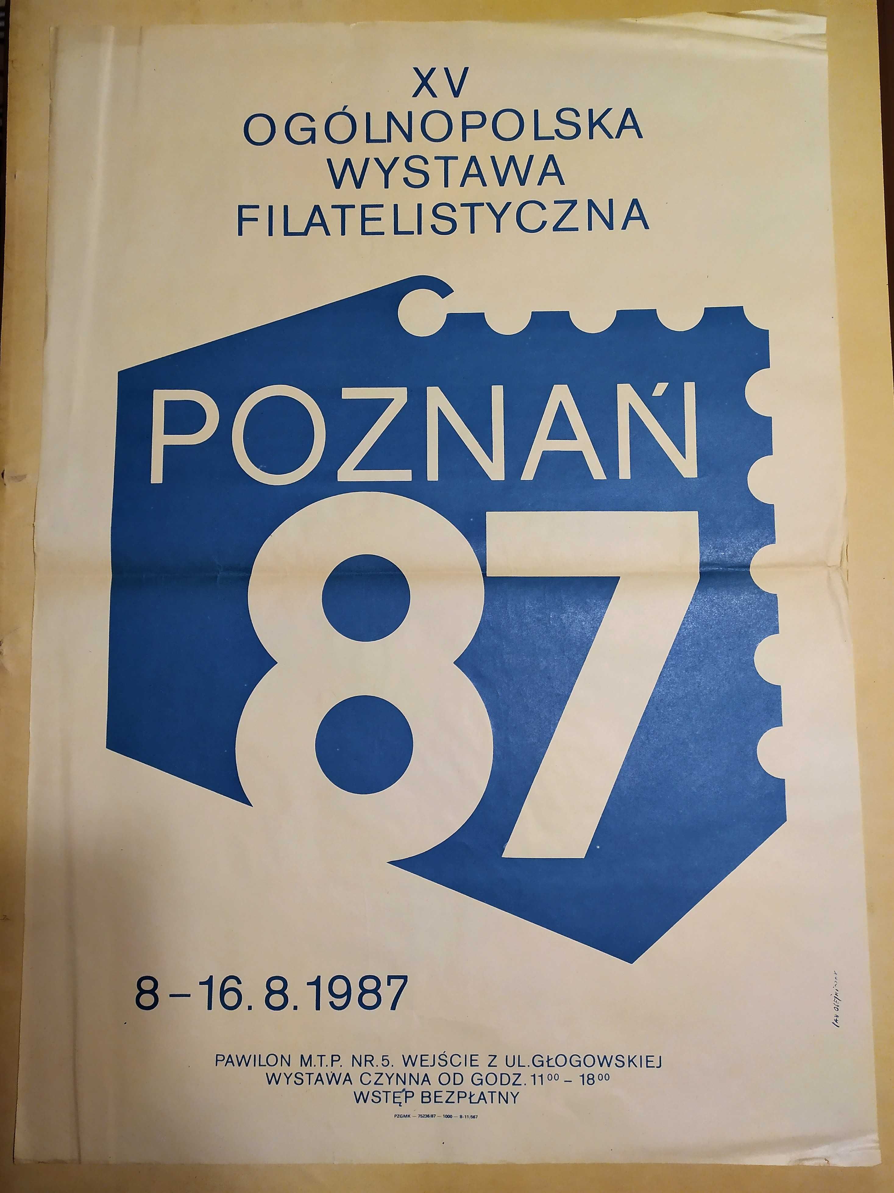 Oryginalny PLAKAT Jana Olejniczaka Wystawa Poznań 1987, PRL Znaczki