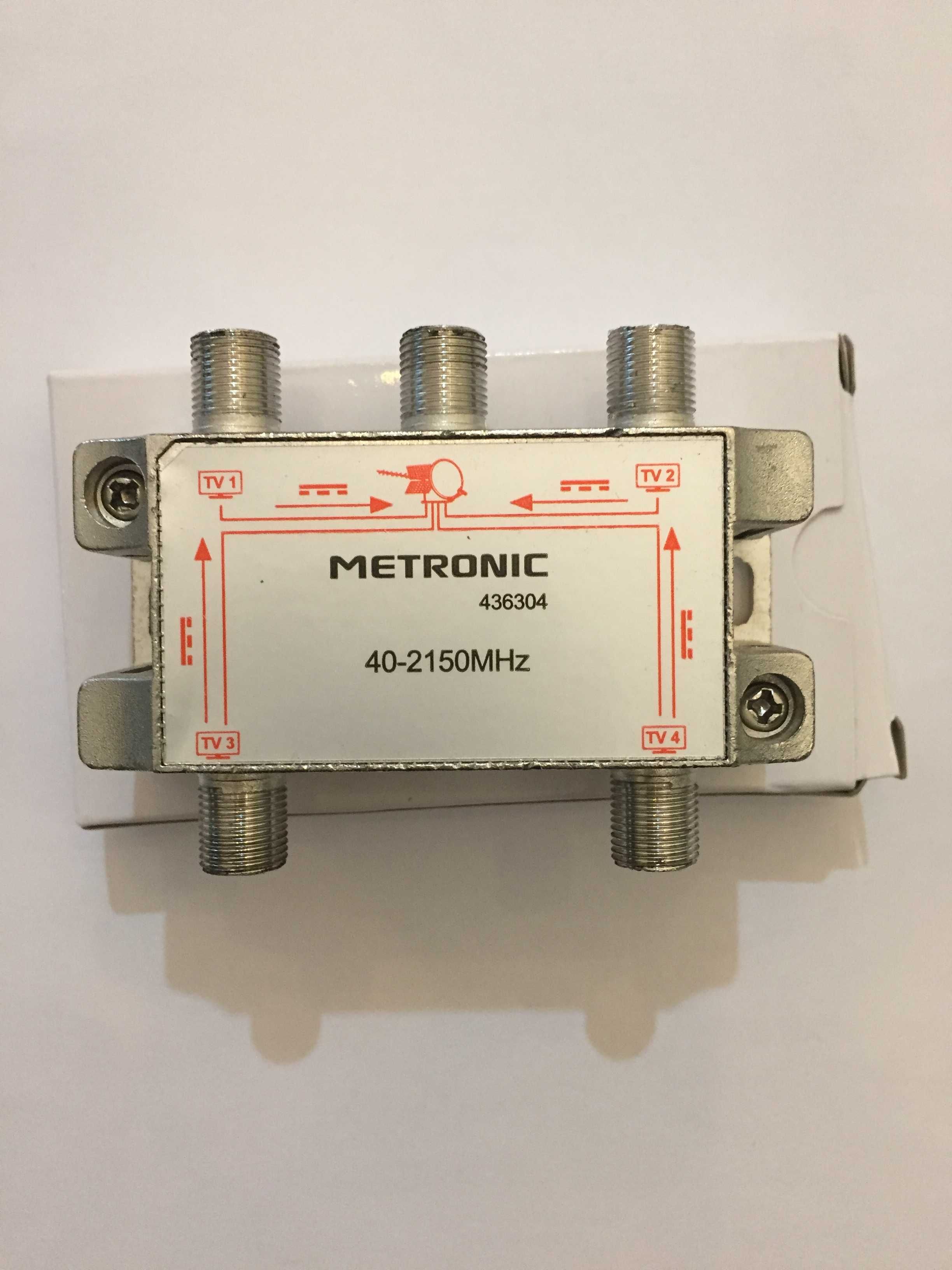 4 Way splitter - divisor cabo coaxial - fichas F, 40 - 2150 MHz