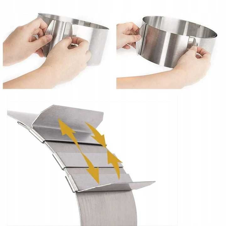 FORMA OKRĄGŁA REGULOWANA DO CIASTA Tortownica Obręcz Opaska 16-30 cm