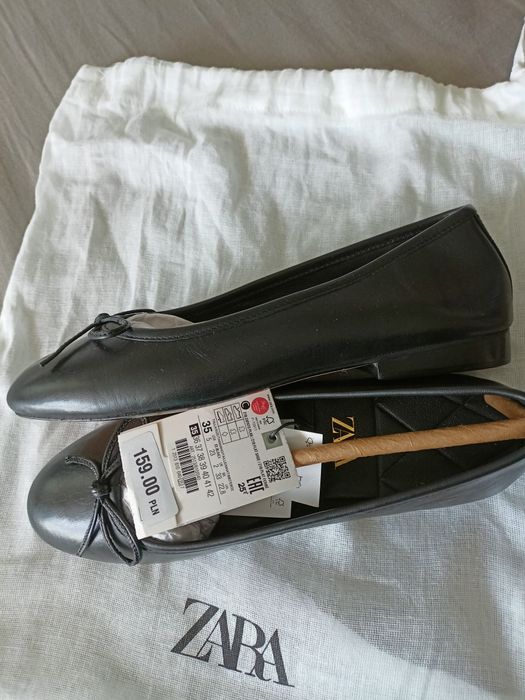 ZARA czarne balerinki, skóra, r. 35 w cenie zakupu!