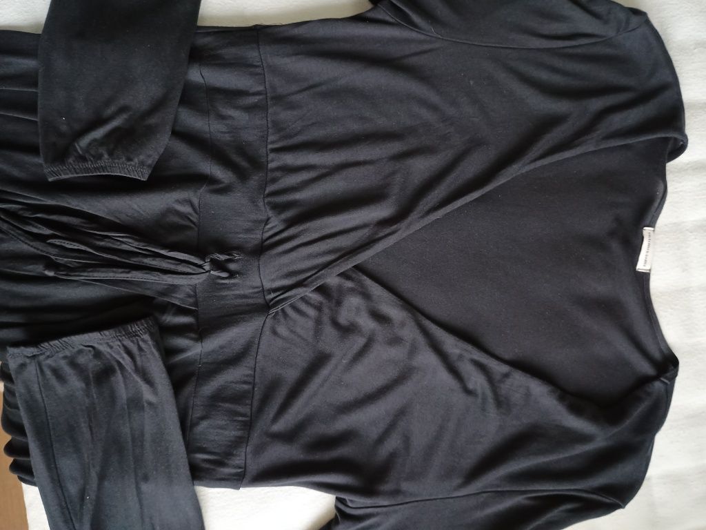 Intimissimi 40 L Tall granatowa letnia sukienka MIDI głęboki dekolt V