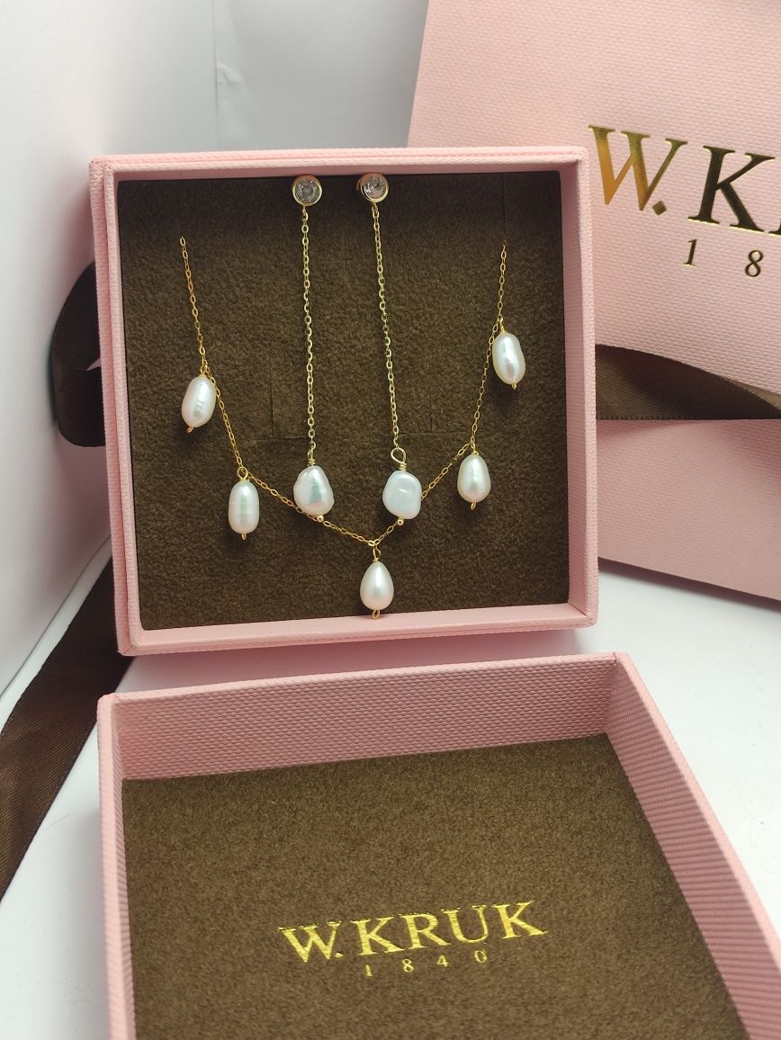 Komplet biżuterii srebrnej 925 z perłami naturalnymi