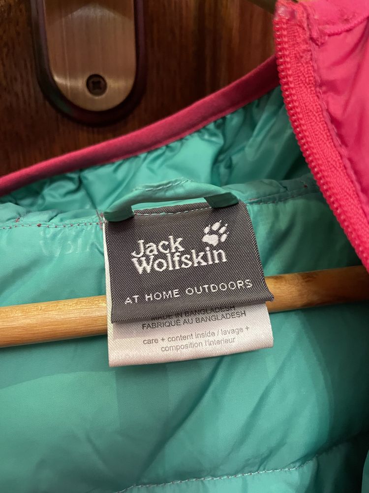 Jack Wolfskin kurtka damska S różowa turkusowa z kapturem puchowa