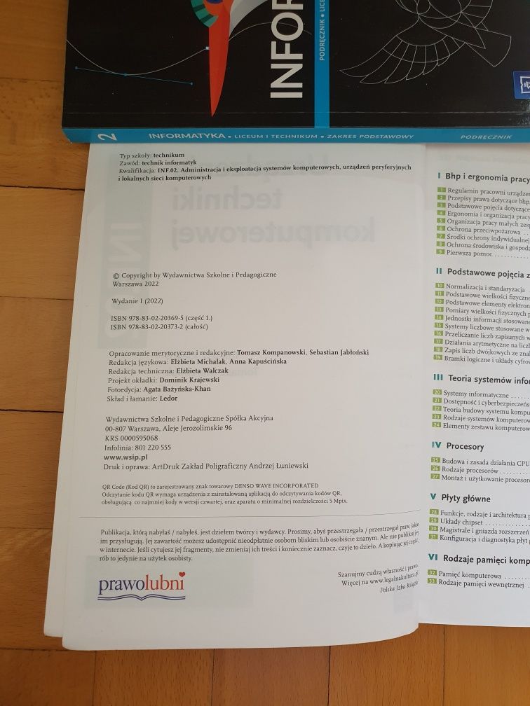 Urządzenia techniki komputerowej INF.02 Część 1 Technik Informatyk
