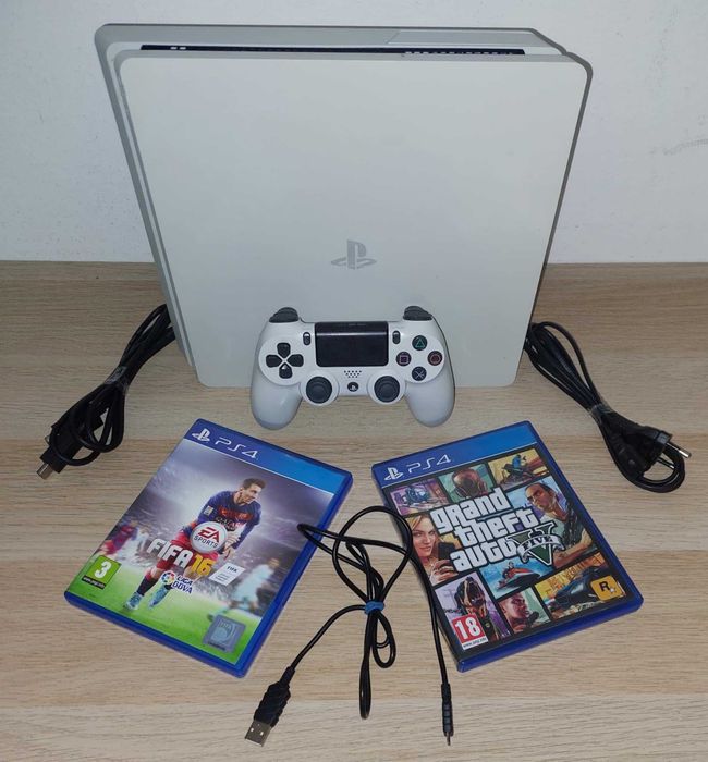 Ps4 Slim Edição Limitada Em branco + 1 Comando + Gta V + Fifa 16