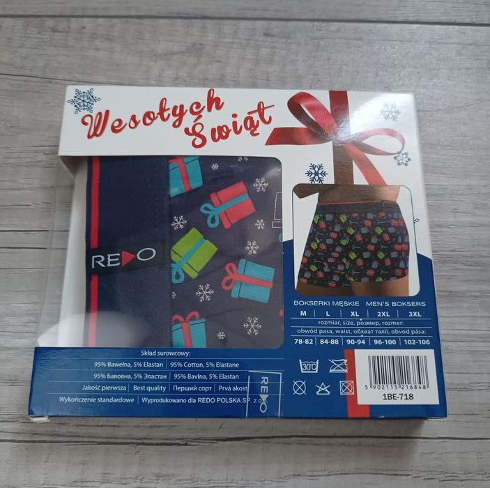 Męskie bokserki świąteczne w pudełku r. M nowe