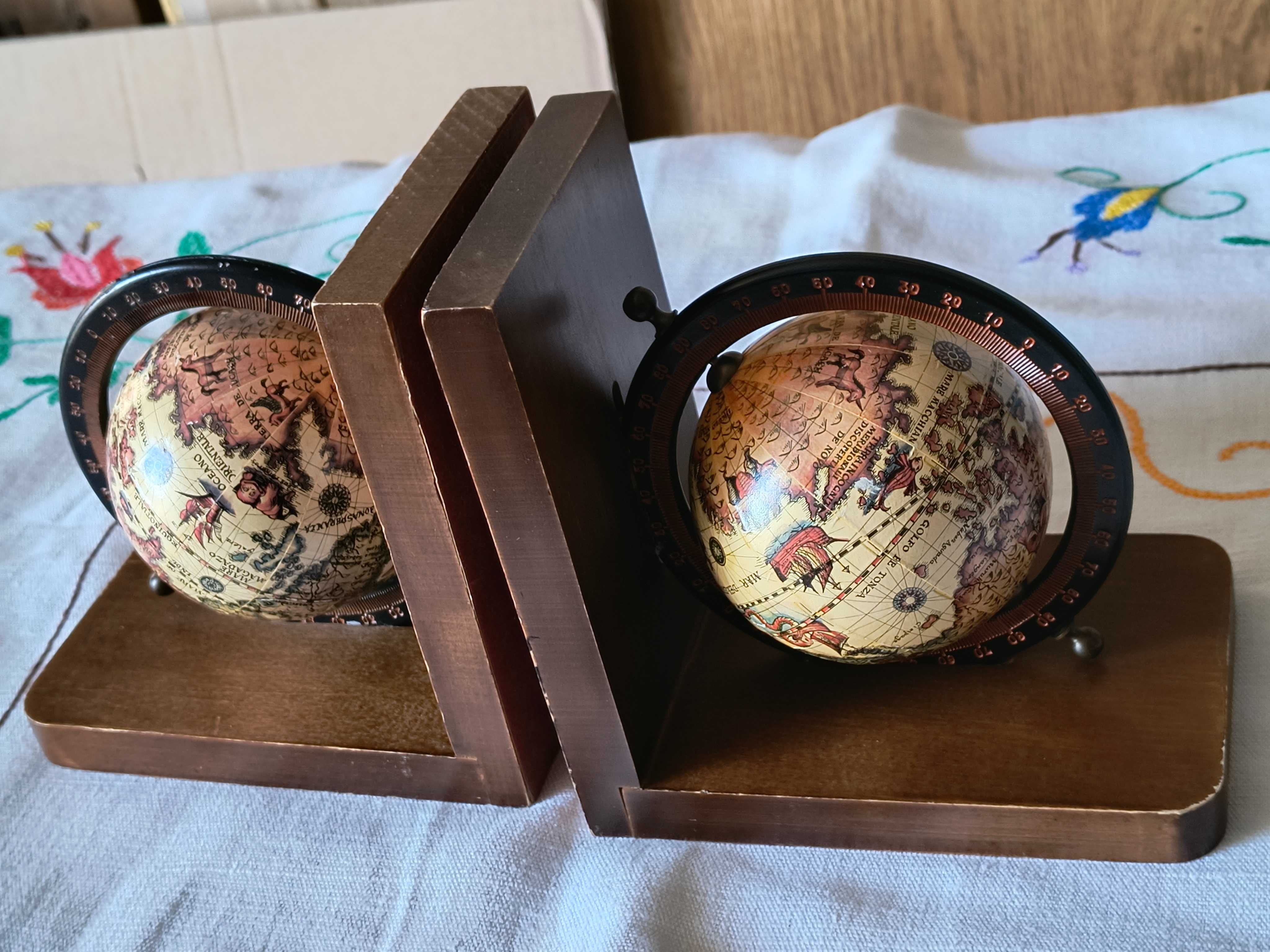 2 Sztuki Podpórka do książek w kształcie globusa Stare Drewno