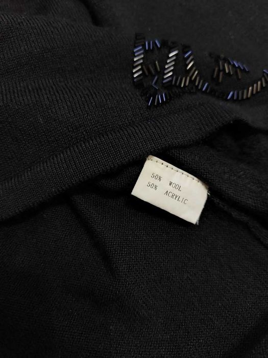 Sweterek czarny M 38 Marks & Spencer koraliki kwiat wełna akryl