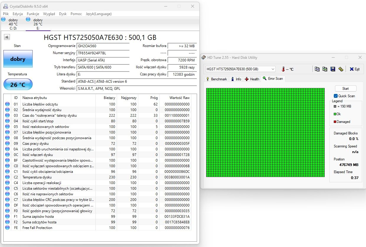 Dysk zewnętrzny, przenośny | HGST Hitachi 500GB / USB 3.0