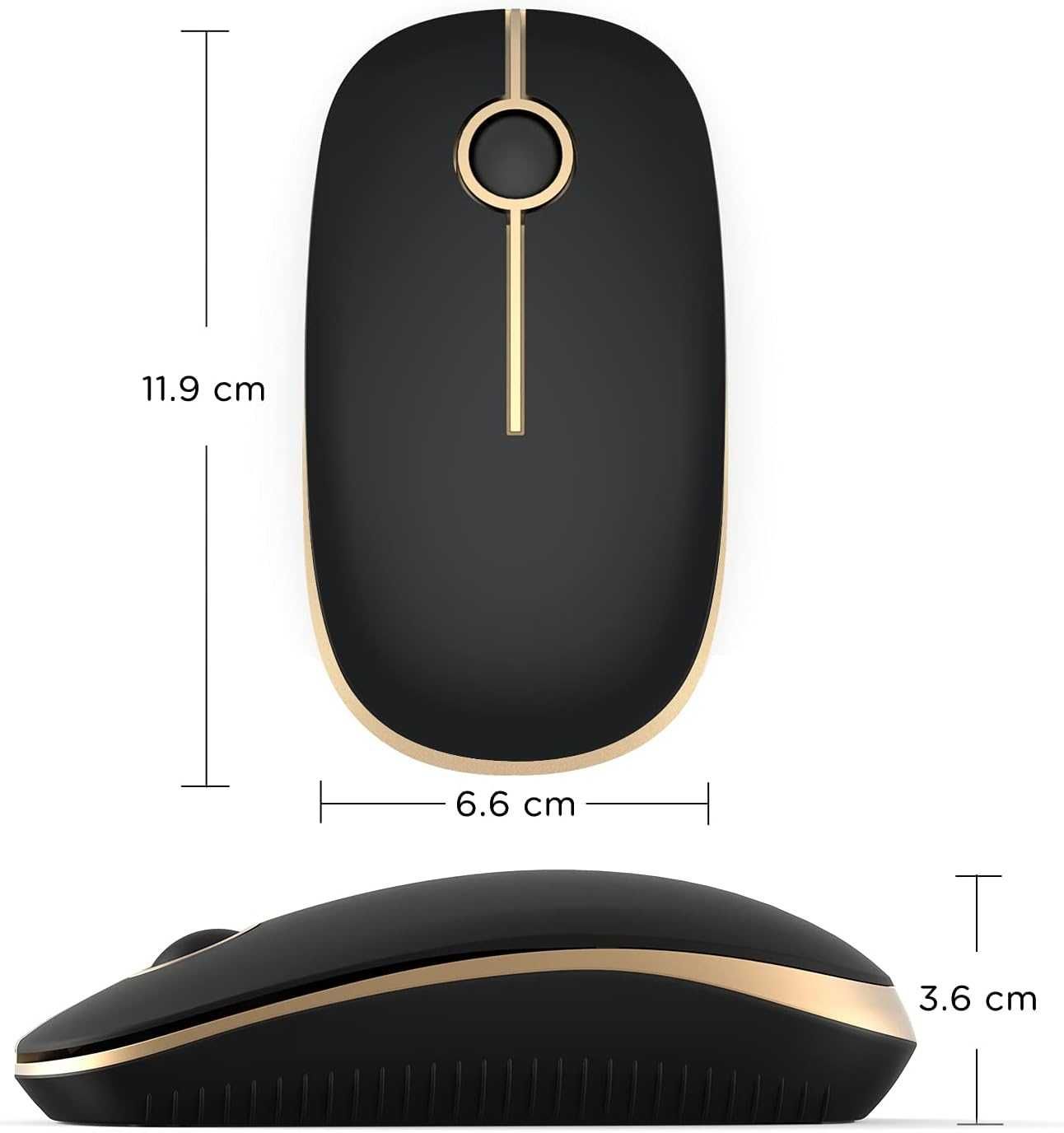 Myszka bezprzewodowa komputerowa czarno złota