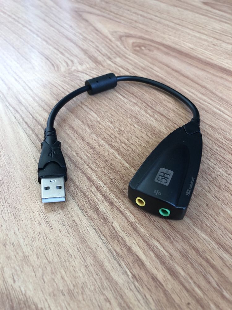 Placa de Som USB 2.0 para 2x3.5mm Preta