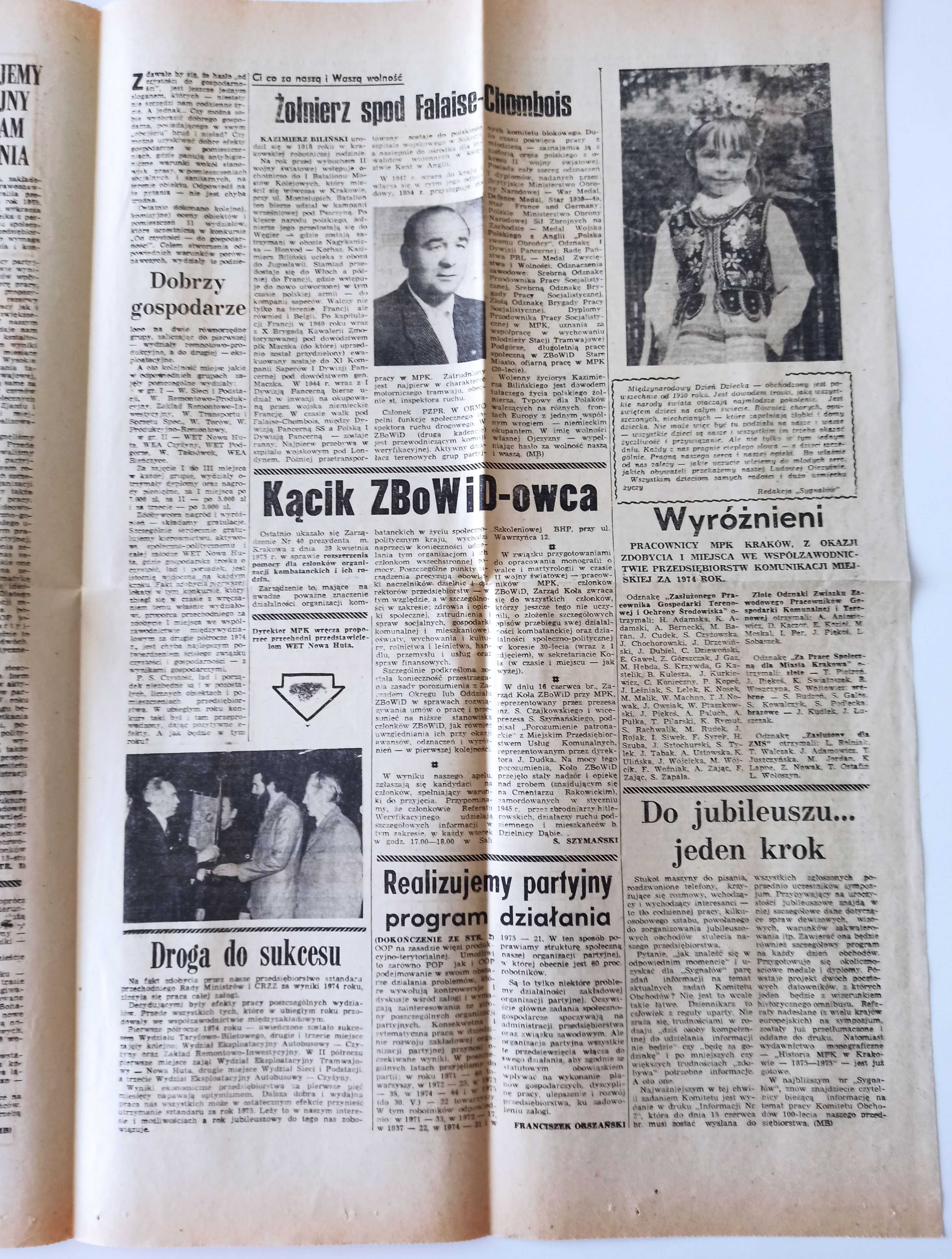 Sygnały MPK Rok I nr 6 czerwiec 1975 - miesięcznik MPK Kraków