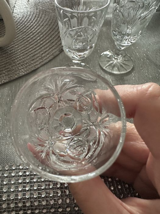6szt kieliszki kryształ PRL stare komplet kieliszków do wódki małych