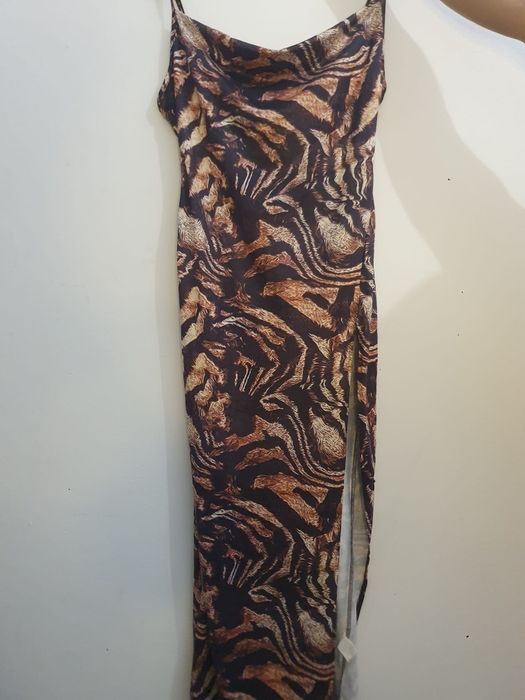 Vestido padrão castanho shein