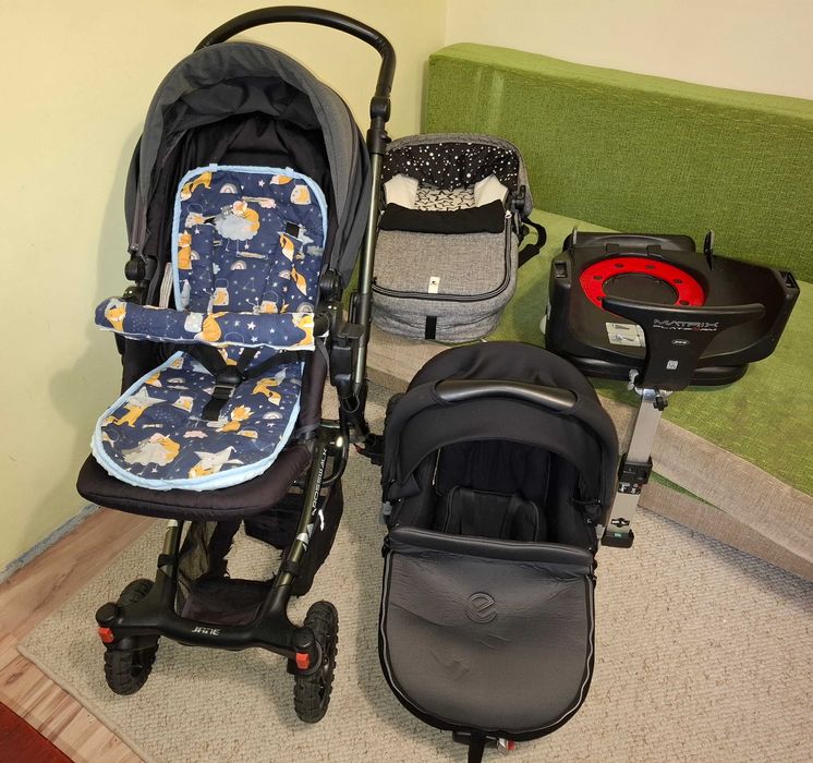 Jane Crosswalk 5cz zestaw 3w1 spacerówka gondola fotelik i baza ISOFIX