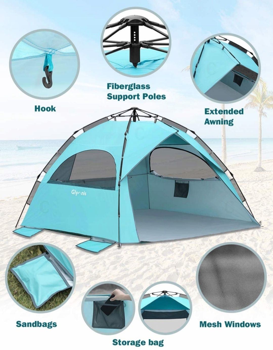 Namiot plażowy GLYMNIS 4-6os