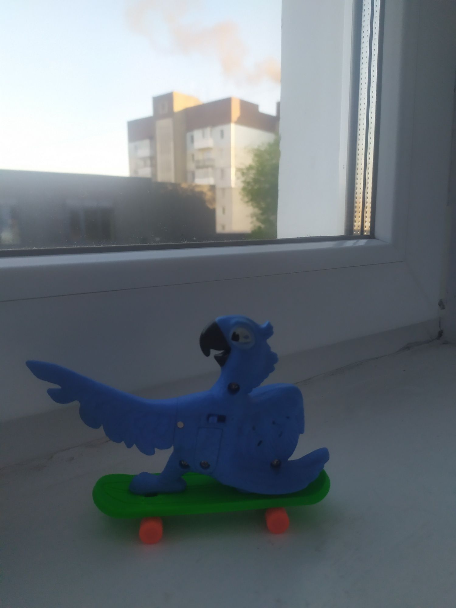 Голубий папуга на скейті