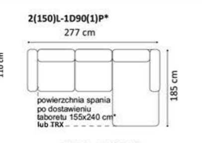 (Gala Collezione) Modułowy Narożnik Axel  2(150)L-1D90(1)P + taboret