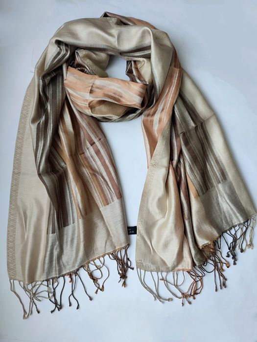 Шелковый бандана палантин-шарф шаль в полоску, 100% шелк.