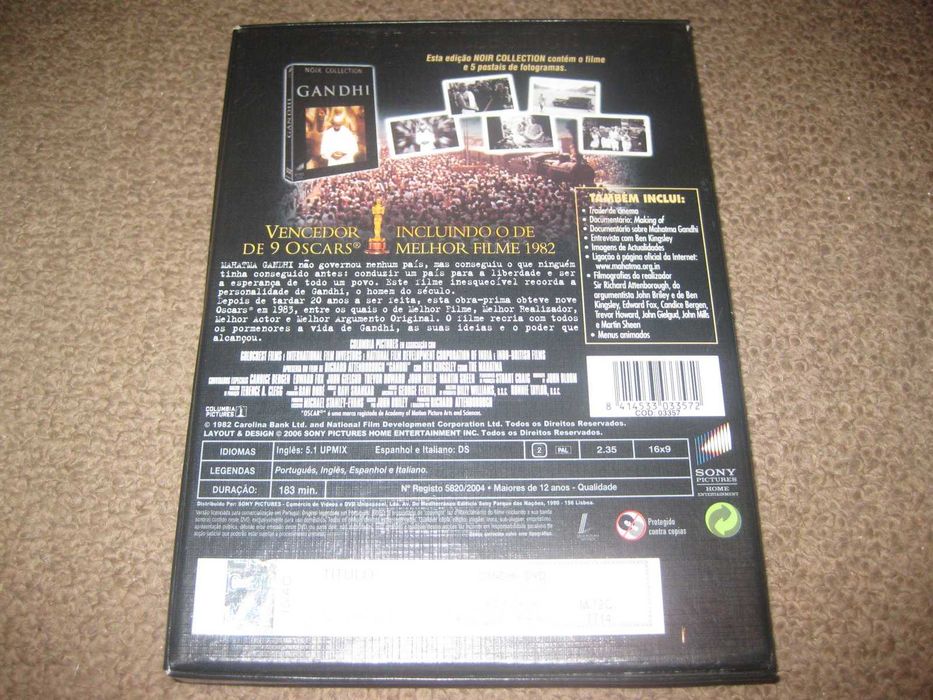 DVD "Gandhi" com Ben Kingsley/Edição Especial Noir Collection
