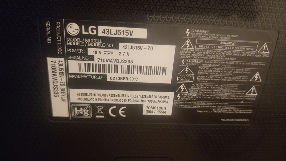 Telewizor LG 43 calowy  DVB-T2  h.265 hevc Full HD HDMI