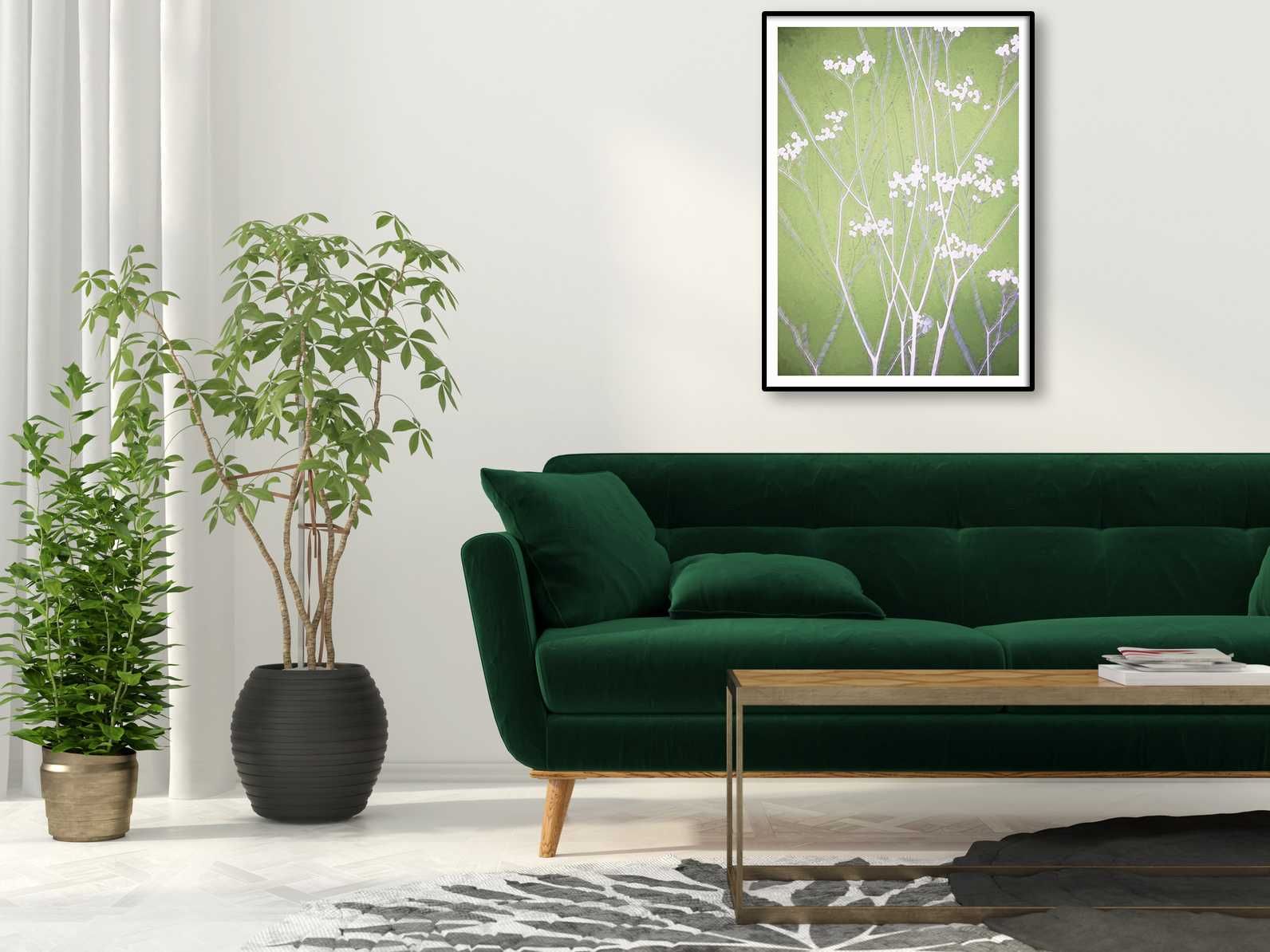 plakat zielono-limonkowy z motywem kwiatowym 50x70