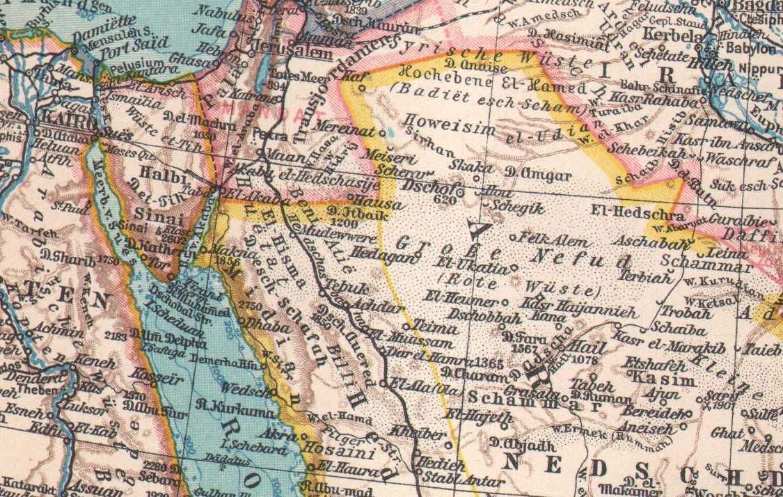 Arabia Persja M. Czerwone Zat. Perska Mapa 1928 r. autentyk