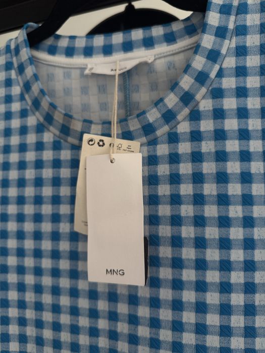 Nowa sukienka letnia mango kratka niebieska S