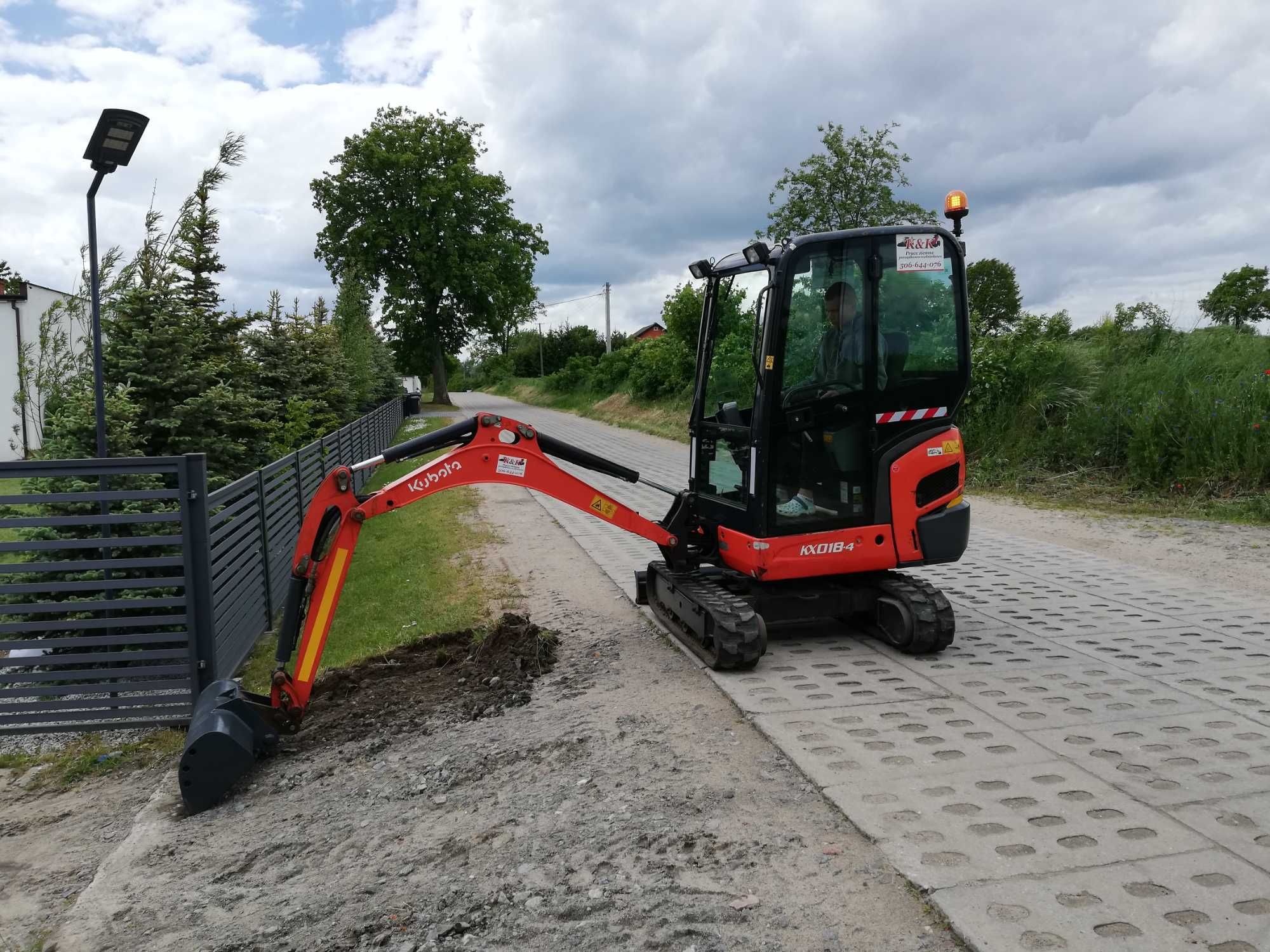 Usługi minikoparka koparko ładowarka, układanie kostki brukowej drenaż