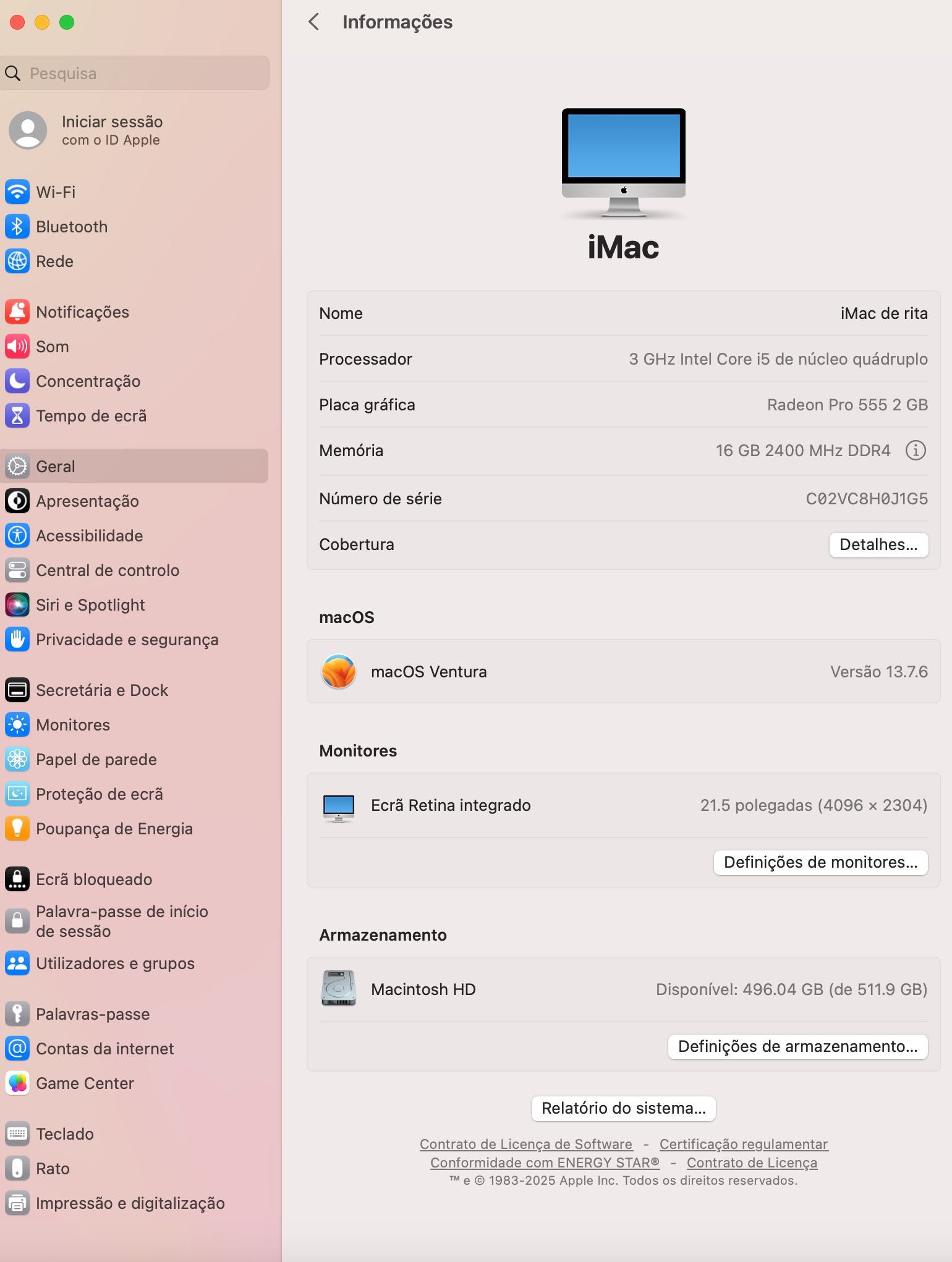 Apple iMac 21.5" Retina 4K, 16 GB RAM, i5 3 GHz, Radeon Pro 555