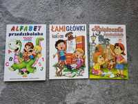 Książeczki edukacyjne dla przedszkolaków literki cyferki łamigłówki