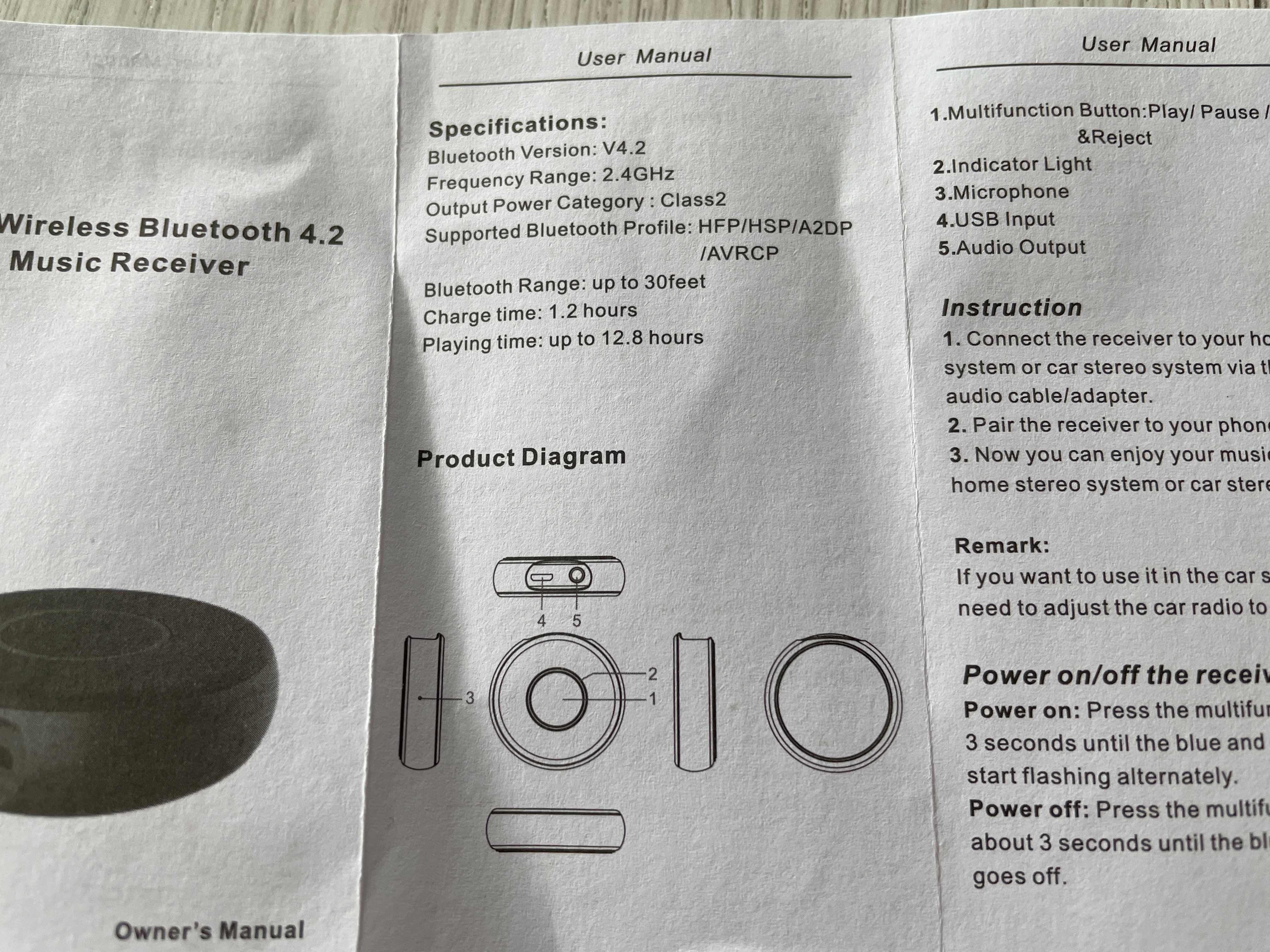 Bezprzewodowy Odbiornik Muzyczny 4.2 Wireless Music Receiver Jaworzno.