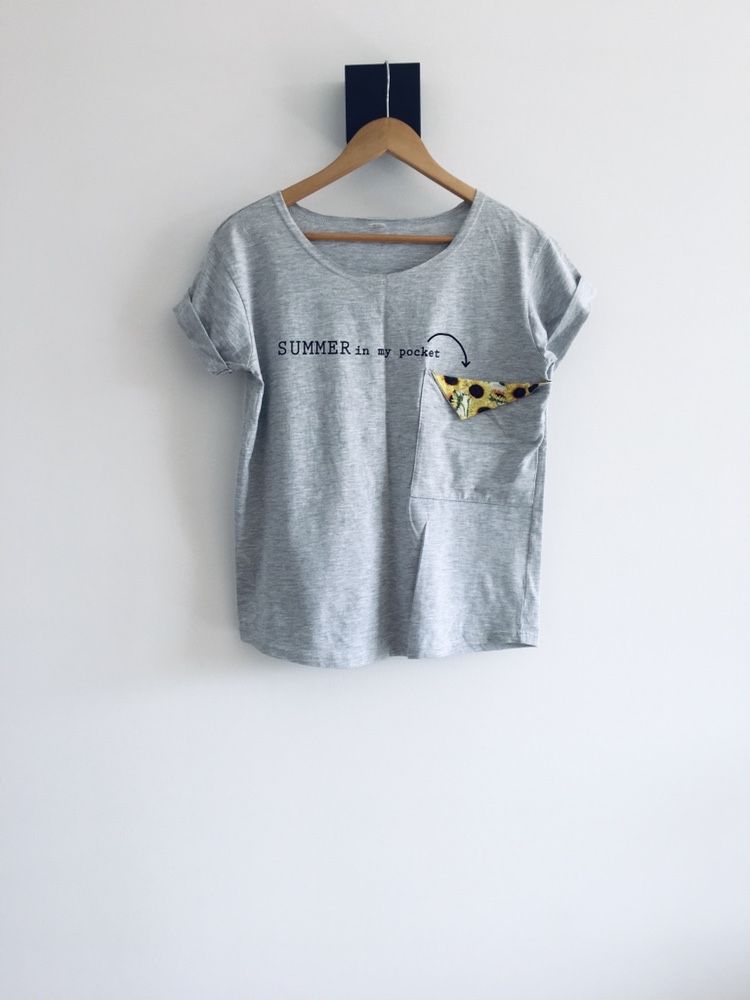 Tshirt koszulka szara Yeah bunny nowa kieszonka basic