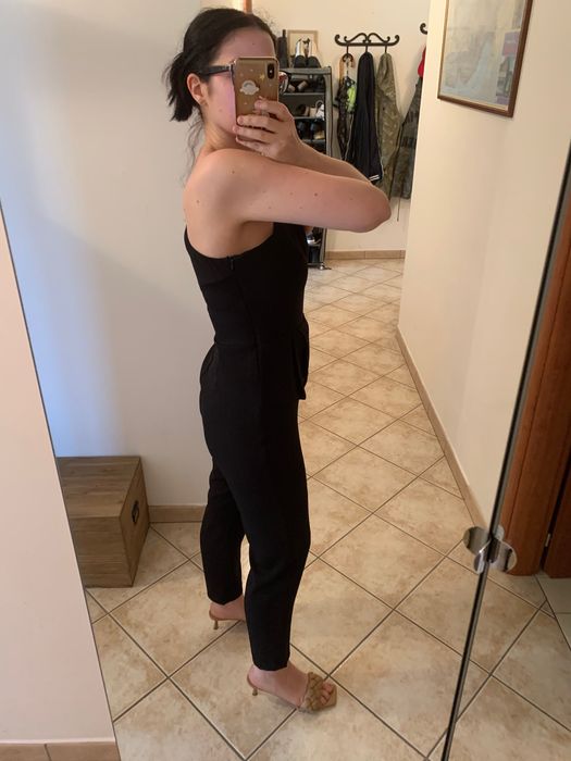 Zara kombinezon r.S czarny asymetryczny na jedno ramie