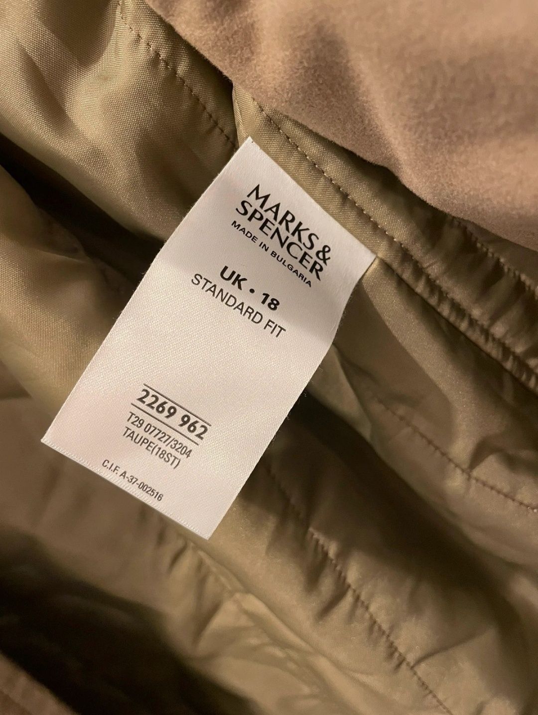 Kurtka parka Płaszcz męski beżowy Marks & Spencer