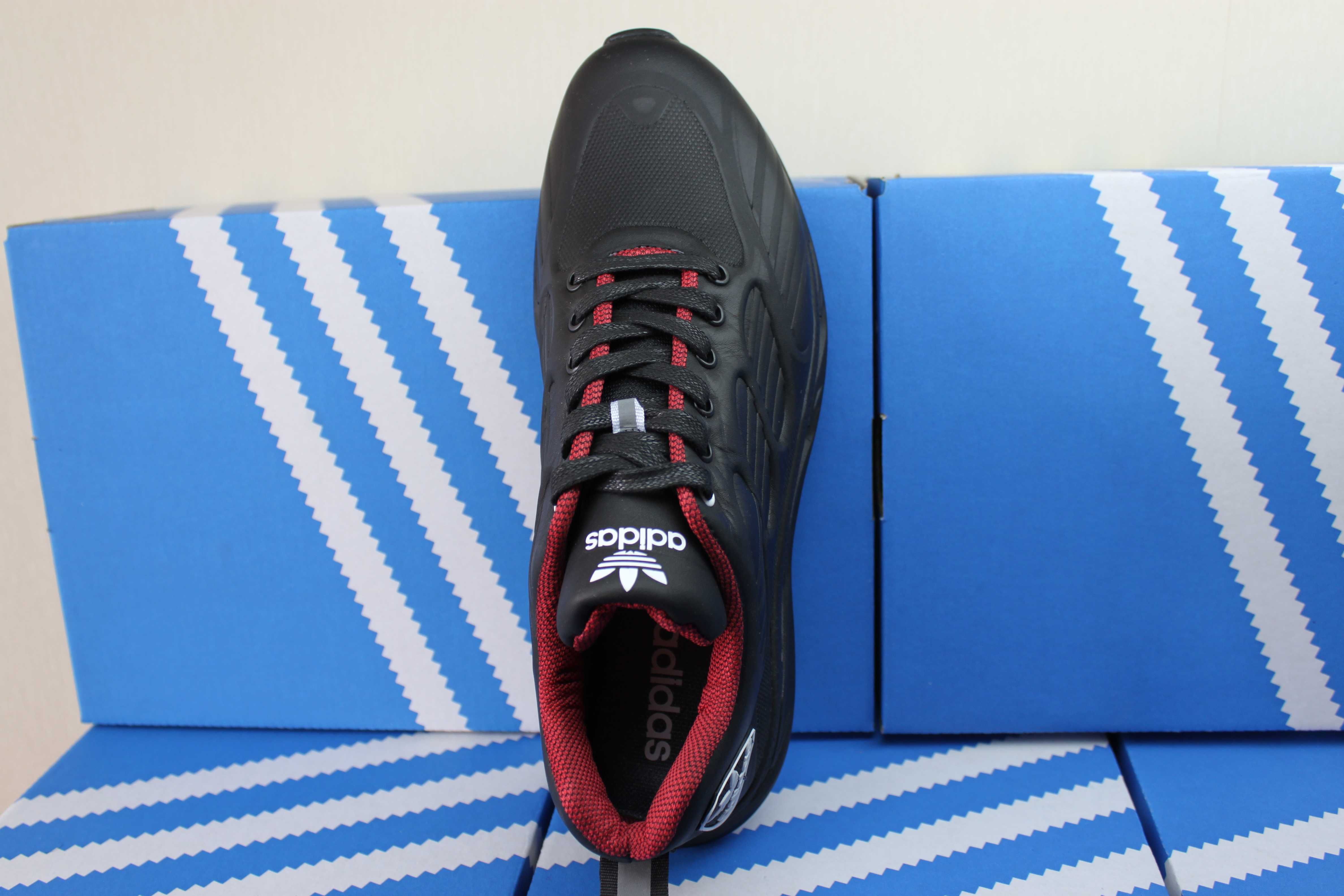 Adidas - черные кроссовки- кеды- кросівки из натуральной кожи(100чер.)