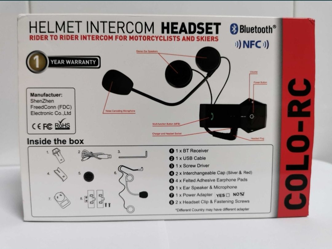 1-Auricular/intercomunicador Bluetooth C/RADIO / Capacete/ Moto (NOVO)